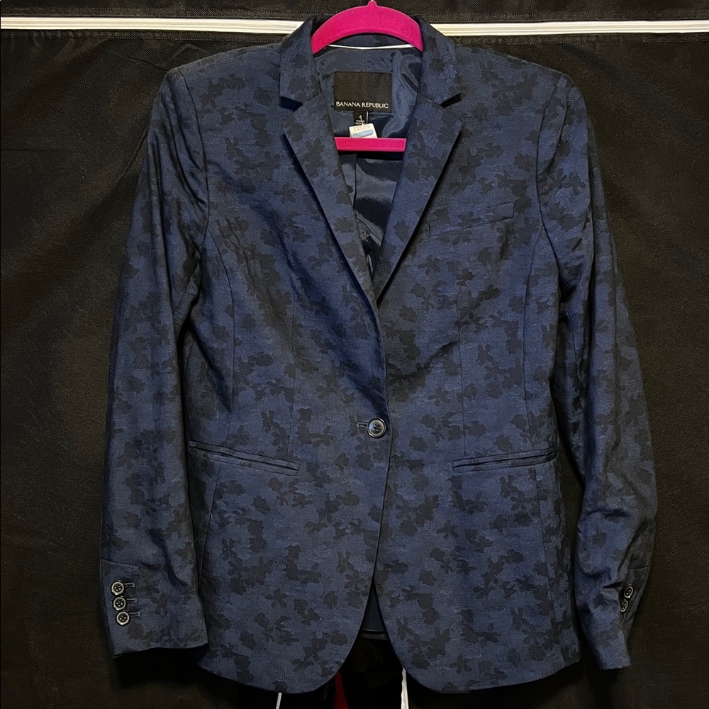 Banana Republic Navy Floral Blazer